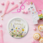 ワイルドフラワーイン開花ハッピーバースデー紙プレート ペーパープレート (パーティー)