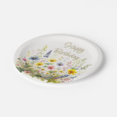 ワイルドフラワーイン開花ハッピーバースデー紙プレート ペーパープレート (アングル)