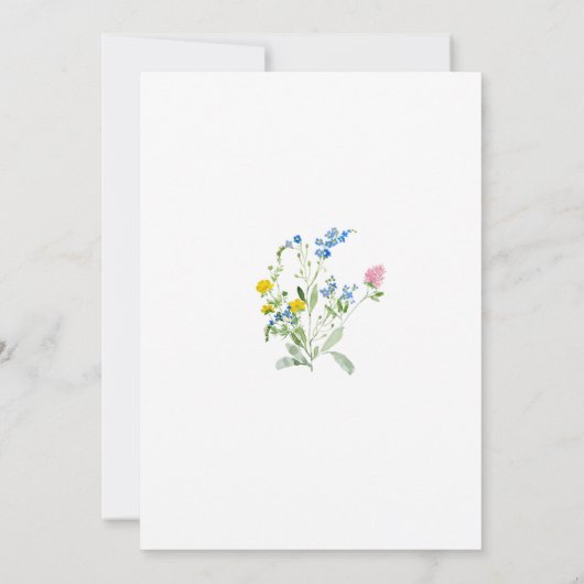 ワイルドフラワーイン開花ピンクボウガールベビーシャワー 招待状 (裏面)