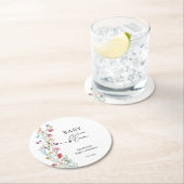 ワイルドフラワーイン開花ベビーシャワー ラウンドペーパーコースター (インサイチュ)