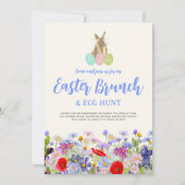 ワイルドフラワーイースターバニーブランチと卵狩り 招待状 (正面)