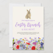 ワイルドフラワーイースターバニーブランチと卵狩り 招待状 (正面)