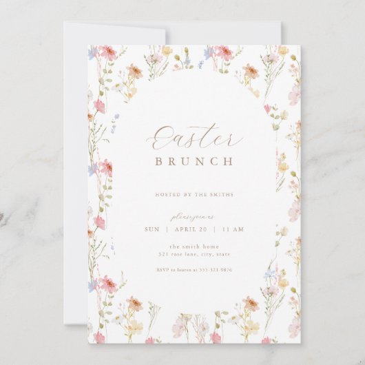 ワイルドフラワーイースターブランチ&エッグ狩り招待状 招待状 (正面)