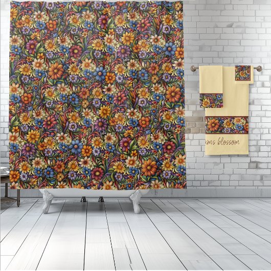 ワイルドフラワーウィムシー シャワーカーテン