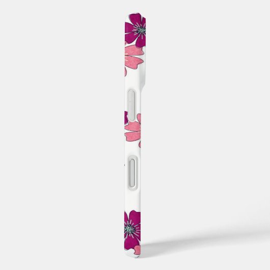 ワイルドフラワーウィムシー – ピンクの手描き花模様 Case-Mate iPhoneケース (裏面 / 右)