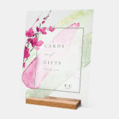 ワイルドフラワーウェディングカード&ギフト明るい赤紫色ID954 アクリルサイン (傾斜)