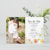 ワイルドフラワーウェディング写真と日付カードを保存 セーブザデート (スタンド正面)