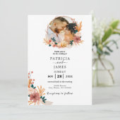 ワイルドフラワーウェディング招待テンプレート結婚、写真 招待状 (スタンド正面)