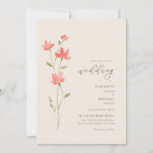 ワイルドフラワーウェディング招待フローラプリントまたはデジタル 招待状 (正面)