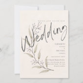 ワイルドフラワーウェディング招待フローラプリントまたはデジタル 招待状 (正面)