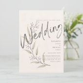 ワイルドフラワーウェディング招待フローラプリントまたはデジタル 招待状 (スタンド正面)