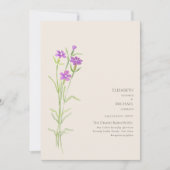 ワイルドフラワーウェディング招待フローラプリントまたはデジタル 招待状 (正面)