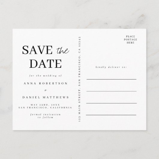 ワイルドフラワーウェディング日付はがきを保存 インビテーションポストカード (裏面)