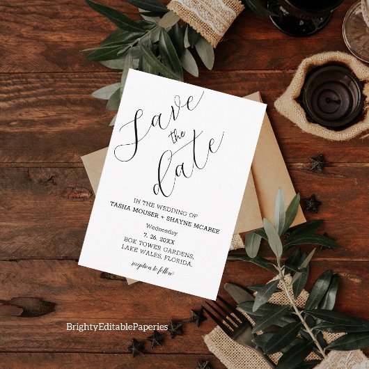 ワイルドフラワーウェディング日付カードを保存 セーブザデート