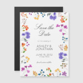 ワイルドフラワーウェディング日付磁石を保存 マグネット招待状 (正面/裏面)