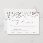 ワイルドフラワーウェディングRSVPカードと食事の選択肢 出欠カード (正面)