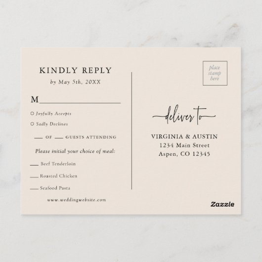 ワイルドフラワーウェディングRSVPポストカード ポストカード (裏面)