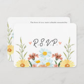 ワイルドフラワーウェディングRSVPレスポンスカード 出欠カード (正面/裏面)