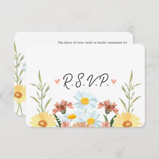ワイルドフラワーウェディングRSVPレスポンスカード 出欠カード (正面/裏面)