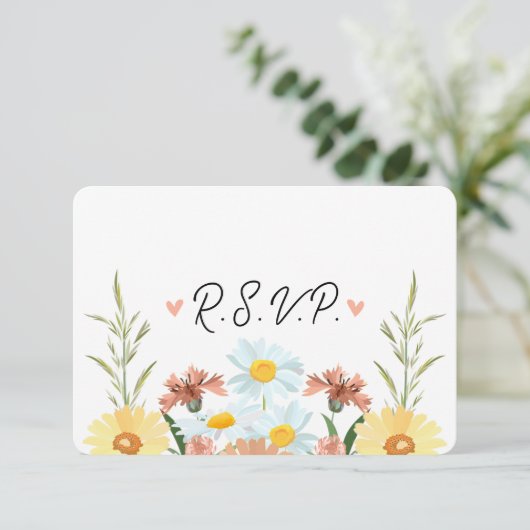 ワイルドフラワーウェディングRSVPレスポンスカード 出欠カード (スタンド正面)