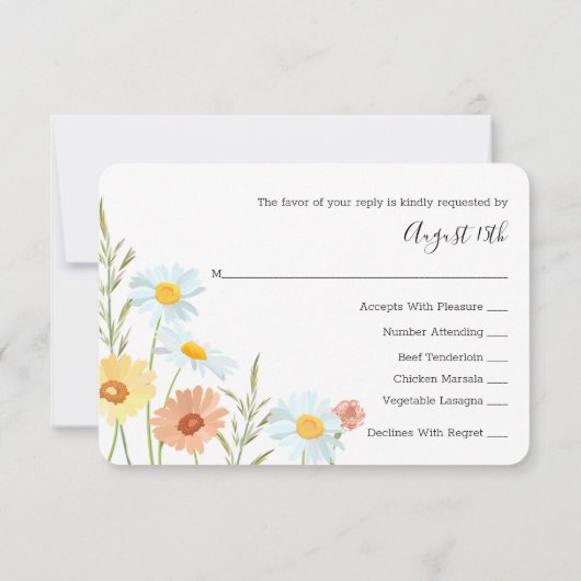 ワイルドフラワーウェディングRSVPレスポンスカード 出欠カード (裏面)