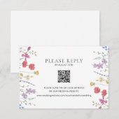 ワイルドフラワーウェディングRSVP QRコードエンクロージャカード サンキューカード (正面/裏面)