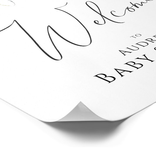 ワイルドフラワーウェルカムベビーイン開花ベビーシャワーサイン ポスター (角)