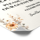 ワイルドフラワーウェルカム結婚サインのゲストブック ポスター (角)