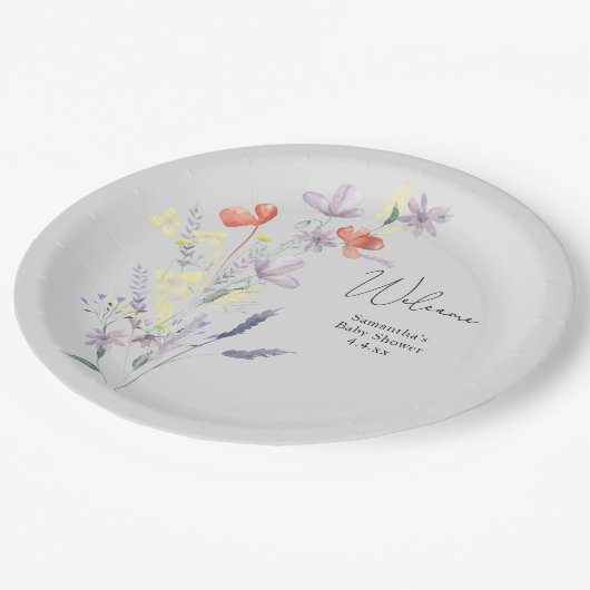 ワイルドフラワーウェルカム ペーパープレート (アングル)