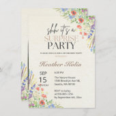 ワイルドフラワーウォッチフォトリタイアメントカードテンプレート 招待状 (正面/裏面)