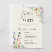 ワイルドフラワーウォッチフォトリタイアメントカードテンプレート 招待状 (正面)