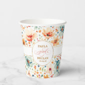 ワイルドフラワーウォータカラーエレガントフローラボホ結婚ズ 紙コップ (裏面)