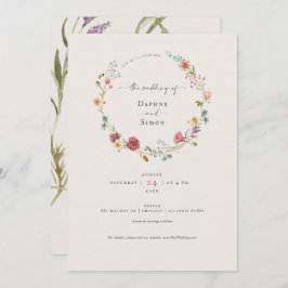 ワイルドフラワーウォータカラースクリプト招待状 招待状