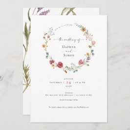 ワイルドフラワーウォータカラースクリプト招待状 招待状