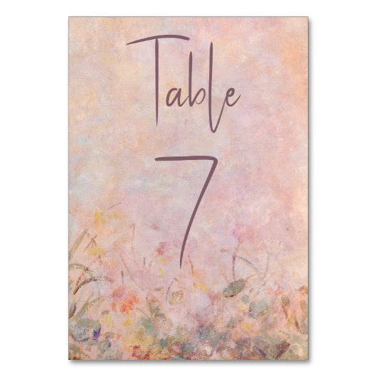 ワイルドフラワーウォータカラーフローラウェディングレセプション テーブルナンバー (正面)