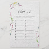 ワイルドフラワーウォータカラーフローラブライダルシャワーゲーム (正面)