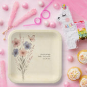 ワイルドフラワーウォータカラーフローラベビーシャワープレート ペーパープレート (パーティー)