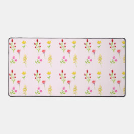 ワイルドフラワーウォータカラーフローラボホシックモダン デスクマット