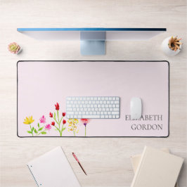 ワイルドフラワーウォータカラーフローラボホシックモダン デスクマット