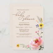 ワイルドフラワーウォータカラーフローラボホシック 招待状 (正面/裏面)