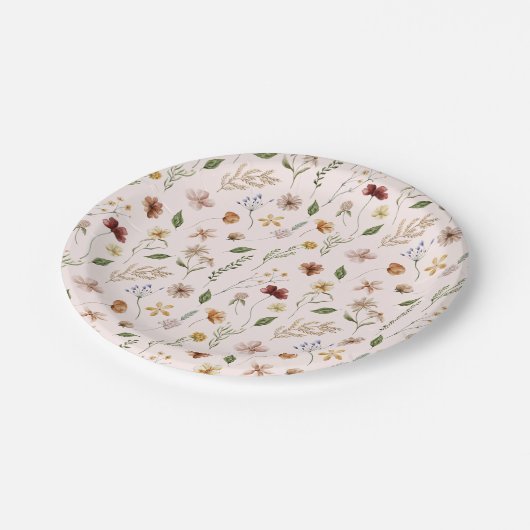 ワイルドフラワーウォータカラーフローラ春ベビーシャワー ペーパープレート (アングル)