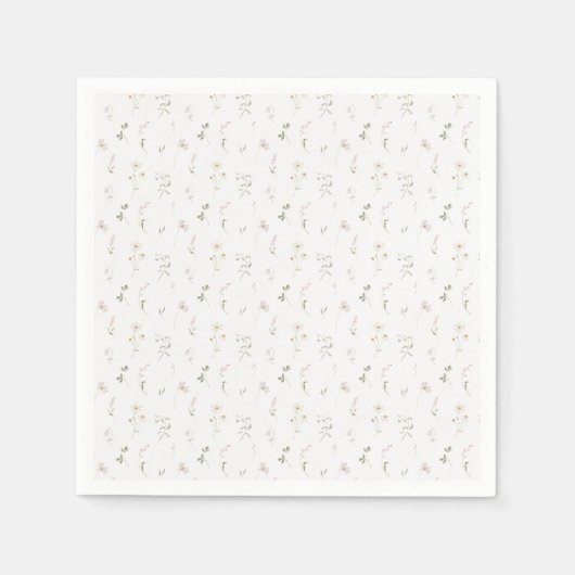 ワイルドフラワーウォータカラーフローラ春夏 スタンダードカクテルナプキン (正面)