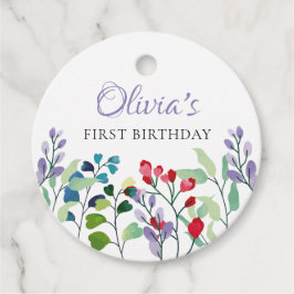 ワイルドフラワーウォータカラーフローラ1st birthday フェイバータグ