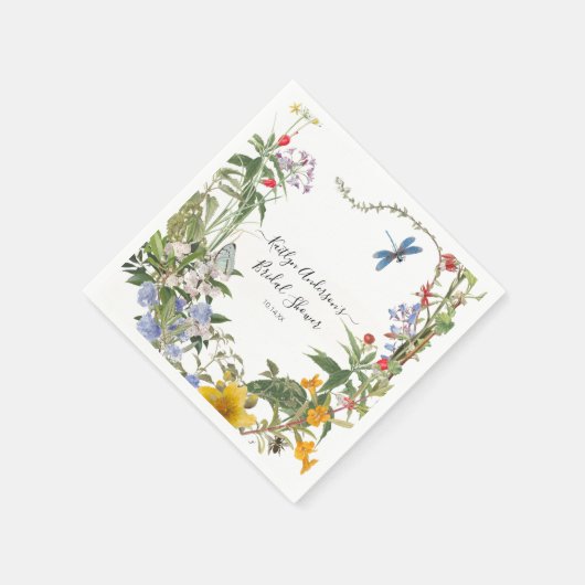 ワイルドフラワーウォータカラーフローラn蜂ブライダルシャワー スタンダードカクテルナプキン (角)