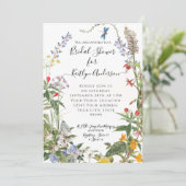 ワイルドフラワーウォータカラーフローラn蜂ブライダルシャワー 招待状 (スタンド正面)