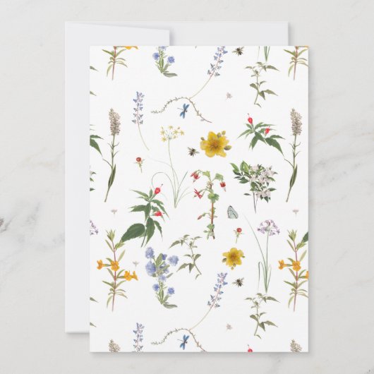 ワイルドフラワーウォータカラーフローラn蜂ブライダルシャワー 招待状 (裏面)