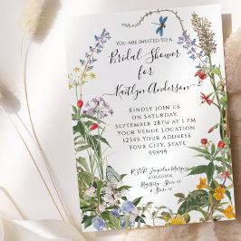 ワイルドフラワーウォータカラーフローラn蜂ブライダルシャワー 招待状