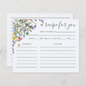 ワイルドフラワーウォータカラーブライダルシャワーレシピカード (正面/裏面)