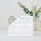 ワイルドフラワーウォータカラーブライダルシャワーレシピカード (スタンド正面)