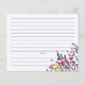 ワイルドフラワーウォータカラーブライダルシャワーレシピカード (裏面)